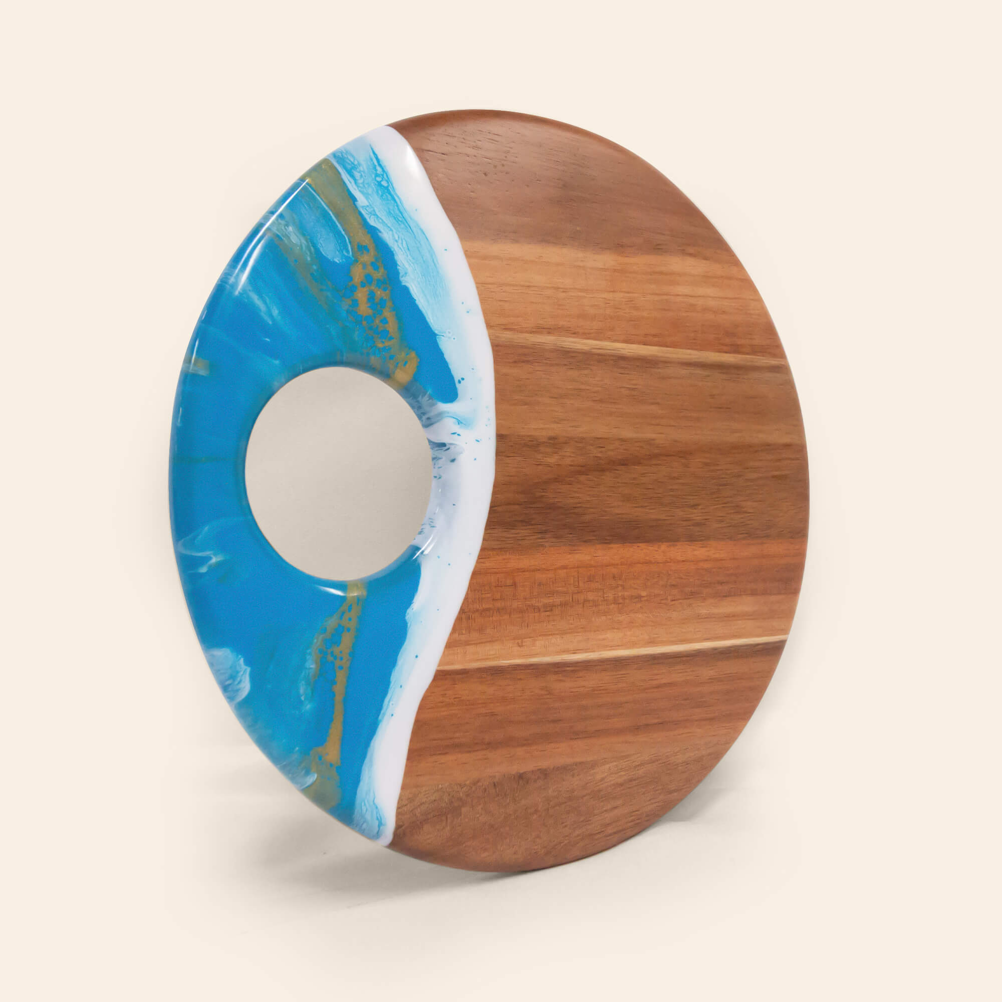 Large Round Acacia Board With Dip Holder