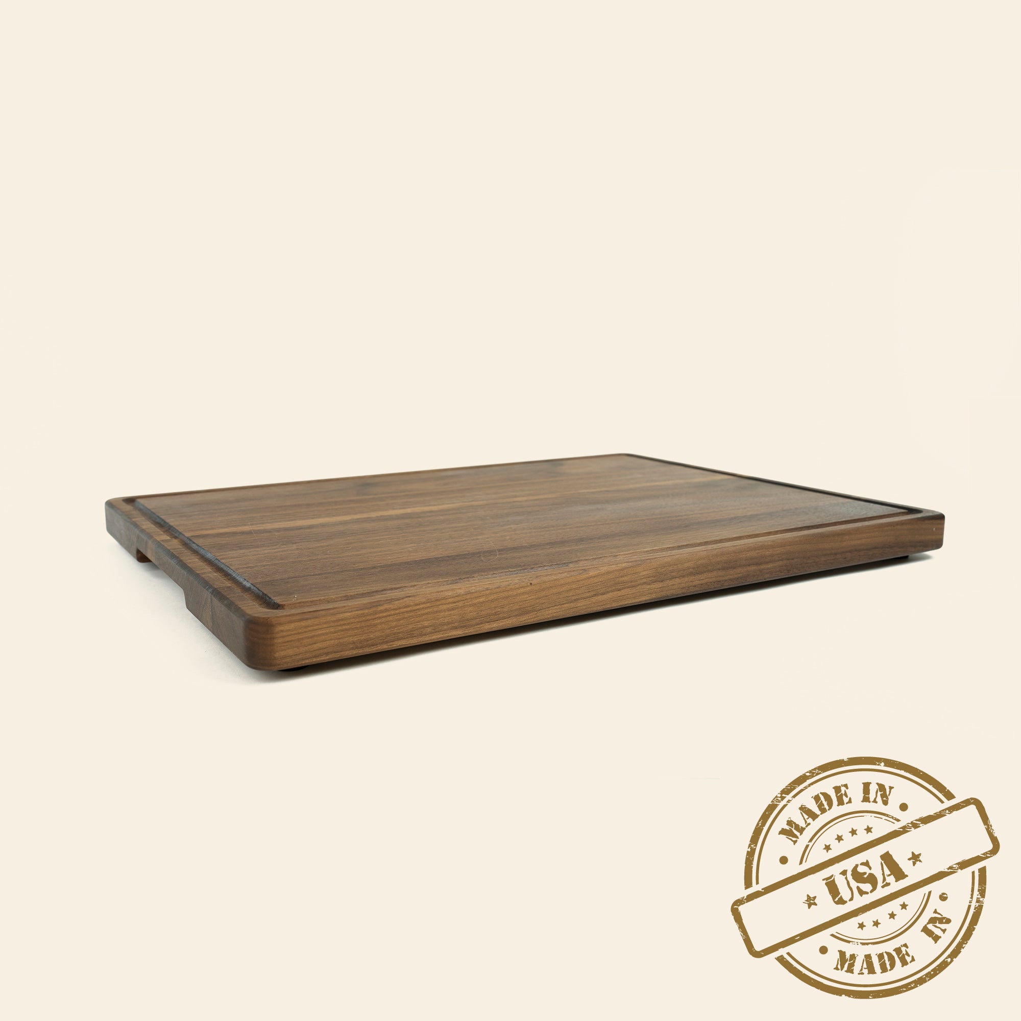 XL Rectangle Walnut Tray With Groove and Grain