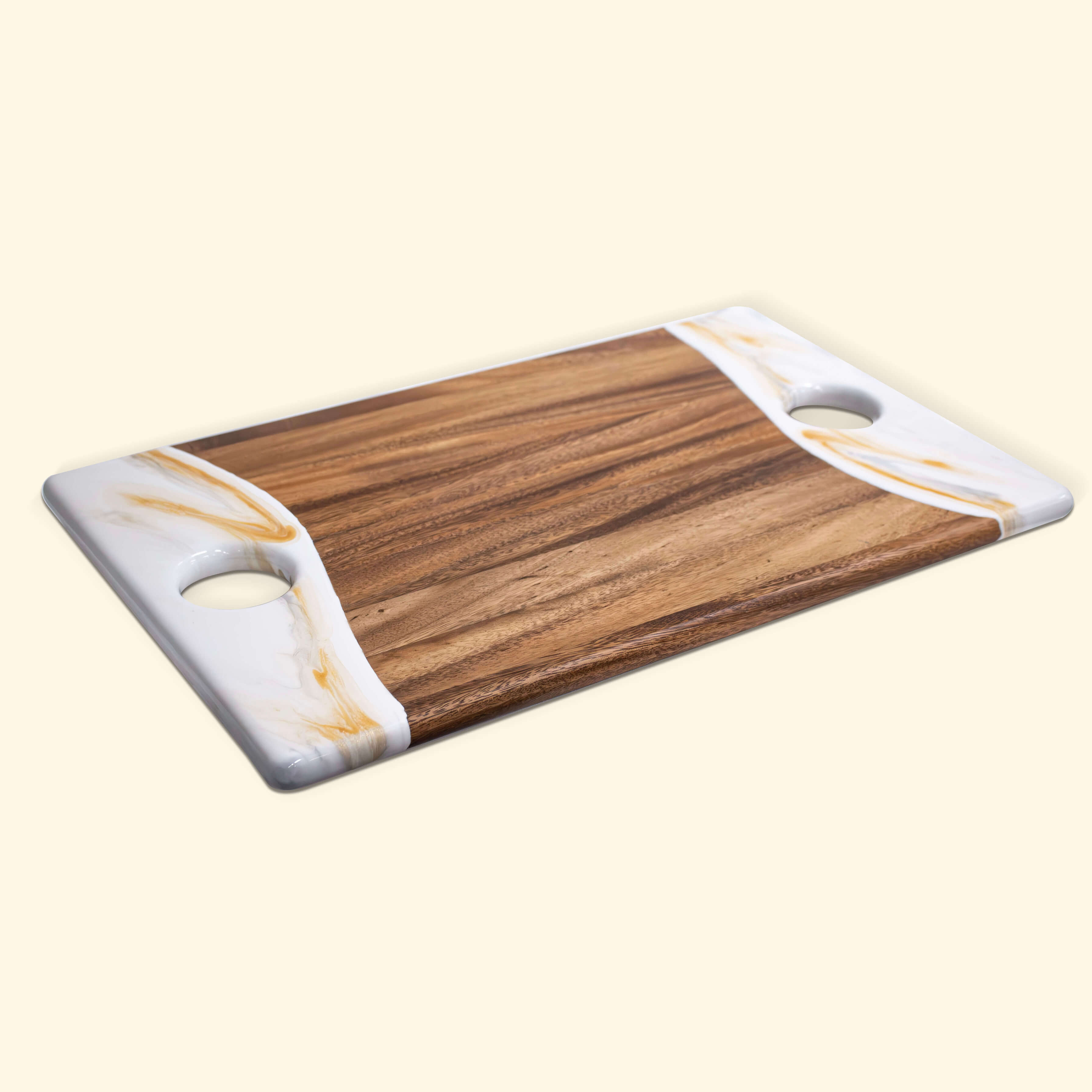 2XL Rectangle Acacia Board With Two Dip Holder