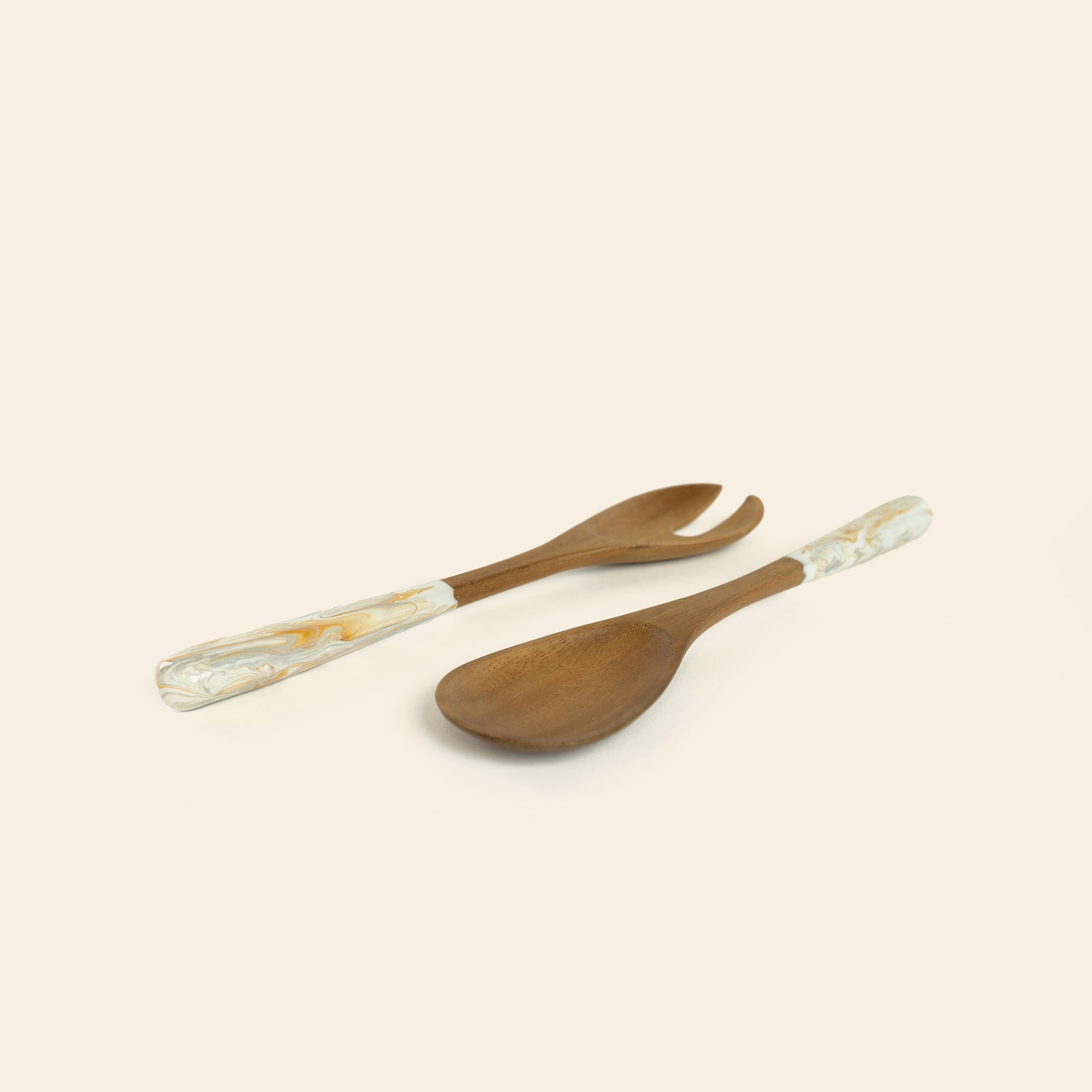 14" Wooden Salad Spoon and Fork (Pair)